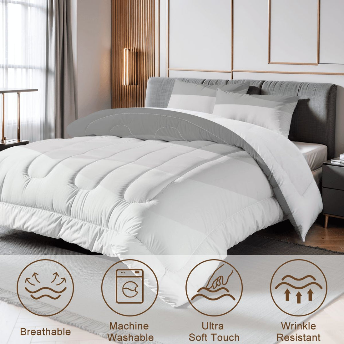 Abstract Geometric Grey and White Bedding Sets