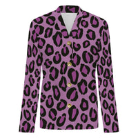 Purple Leopard Print Buttoned Cardigan