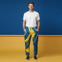 Blue And Yellow Track Pants | Unisex All-Over Print Streetwear Joggers