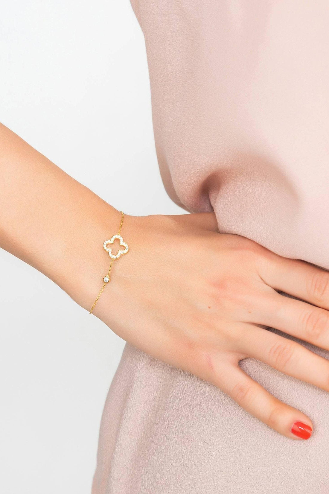 Byzantine Open Clover Bracelet Gold-2