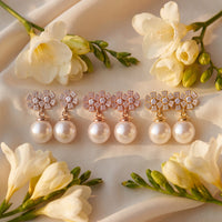 Bouquet And Pearl Drop Earrings Rosegold-4