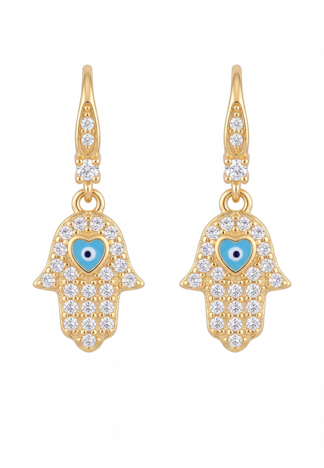 Hamsa Hand Drop Earrings Gold-0