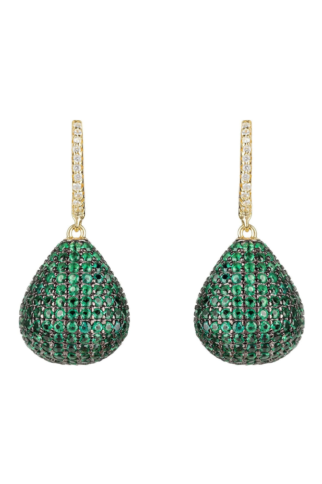 Valerie Pear Drop Gemstone Earring Gold Emerald Green-0