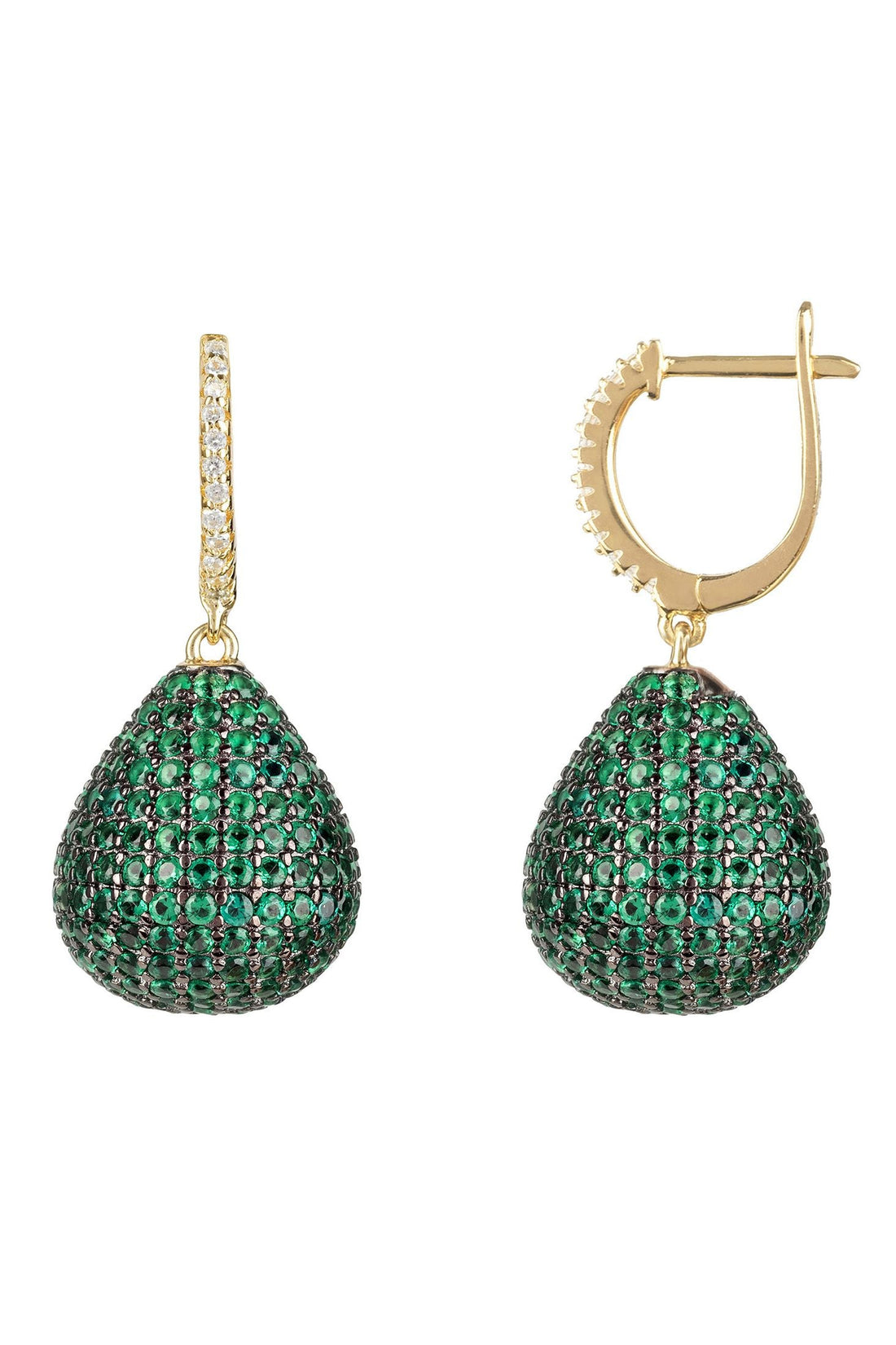Valerie Pear Drop Gemstone Earring Gold Emerald Green-3