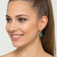 Valerie Pear Drop Gemstone Earring Gold Emerald Green-1