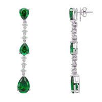 Elizabeth Drop Earrings Emerald Silver-2