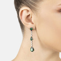 Elizabeth Drop Earrings Emerald Silver-4