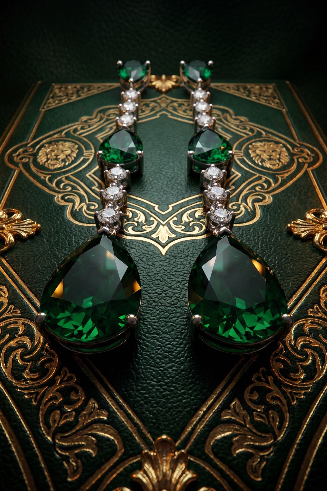 Elizabeth Drop Earrings Emerald Silver-3