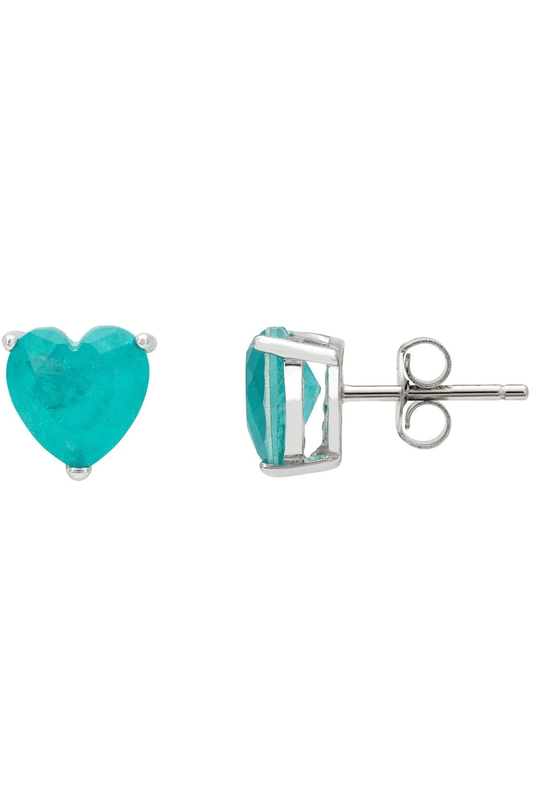 Amore Heart Stud Earrings Paraiba Tourmaline Silver-2