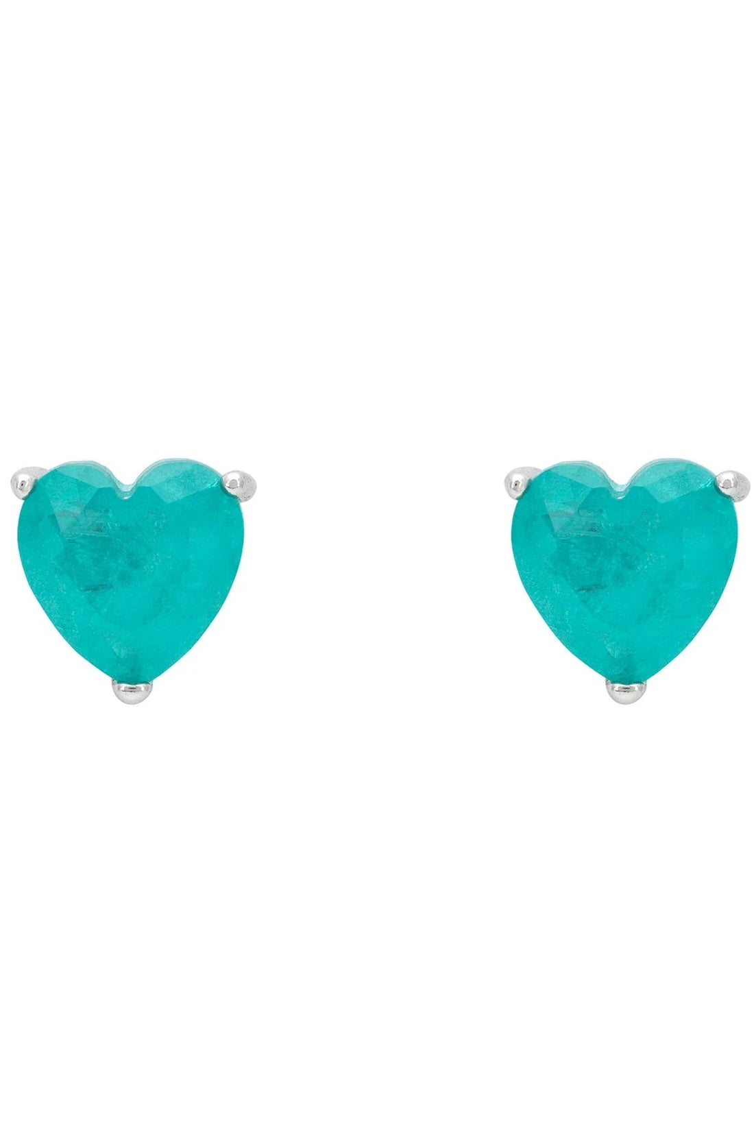 Amore Heart Stud Earrings Paraiba Tourmaline Silver-0