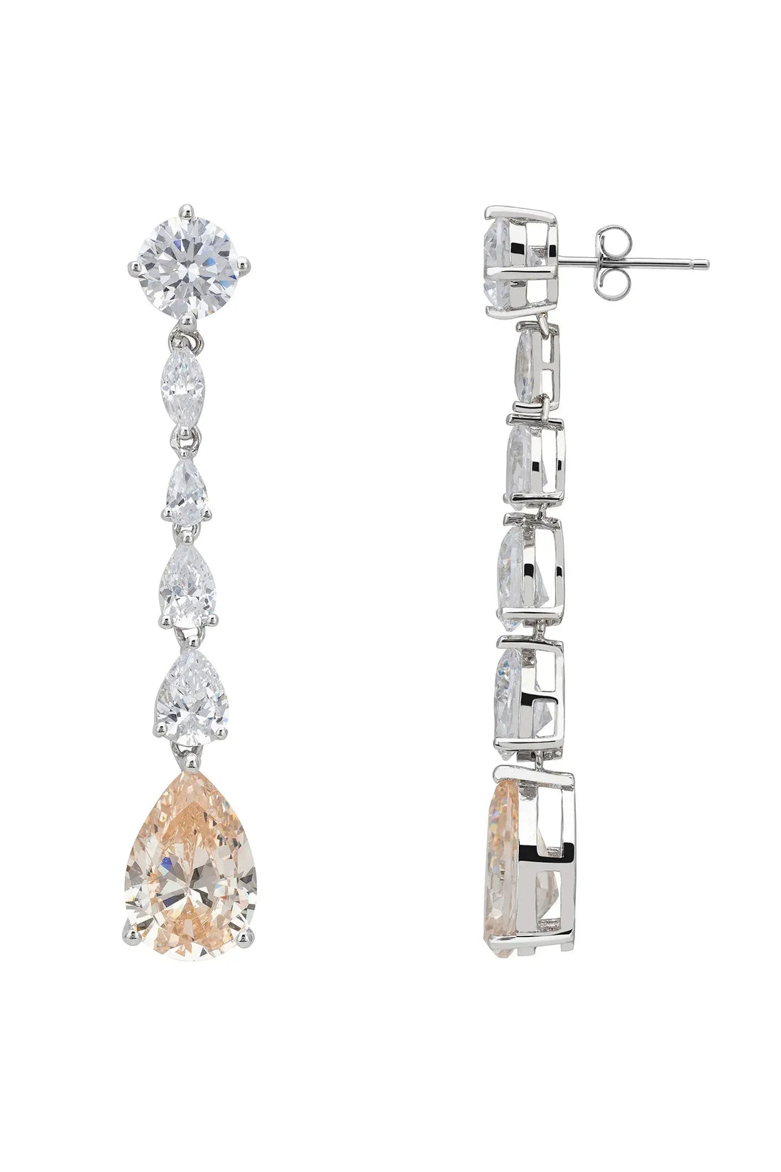 Bardot Champagne Quartz Drop Earrings Silver-2