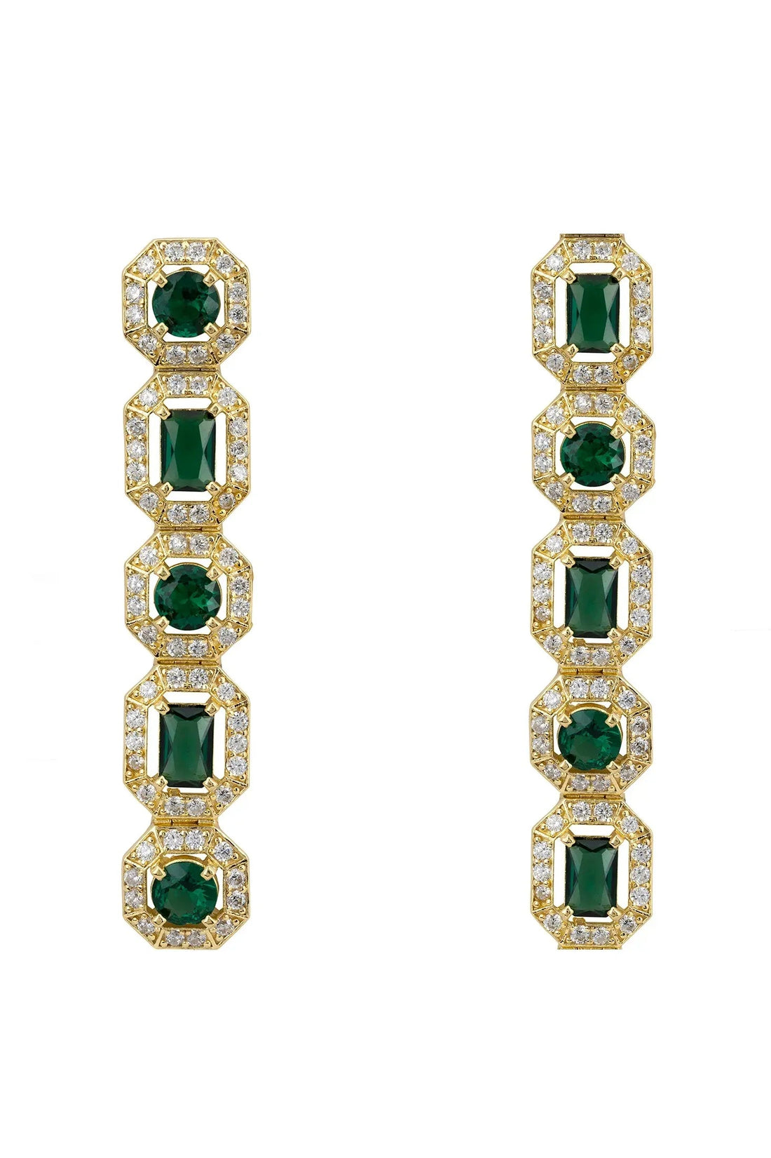 Whistledown Emerald Drop Earrings Gold-0