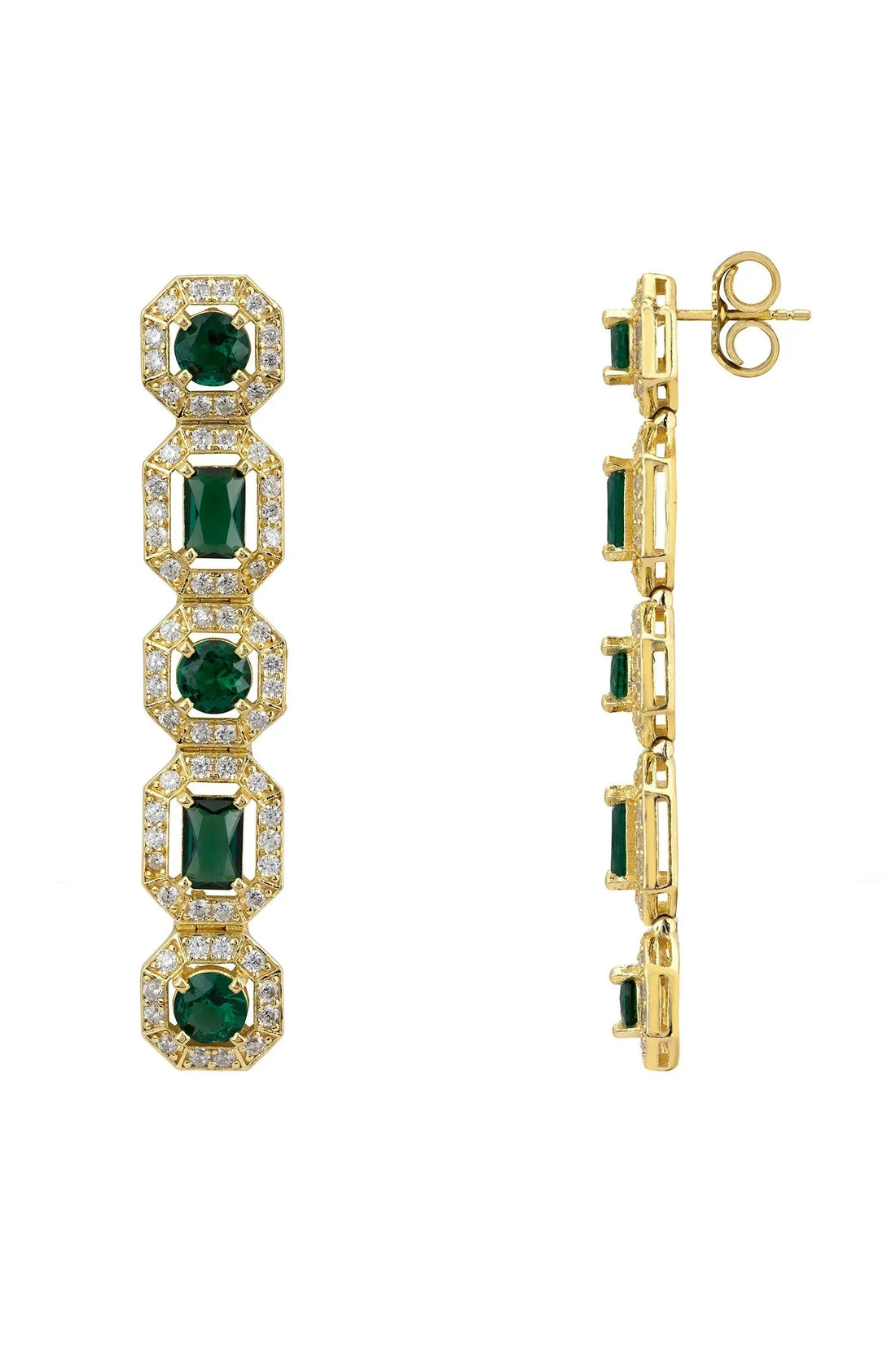 Whistledown Emerald Drop Earrings Gold-2
