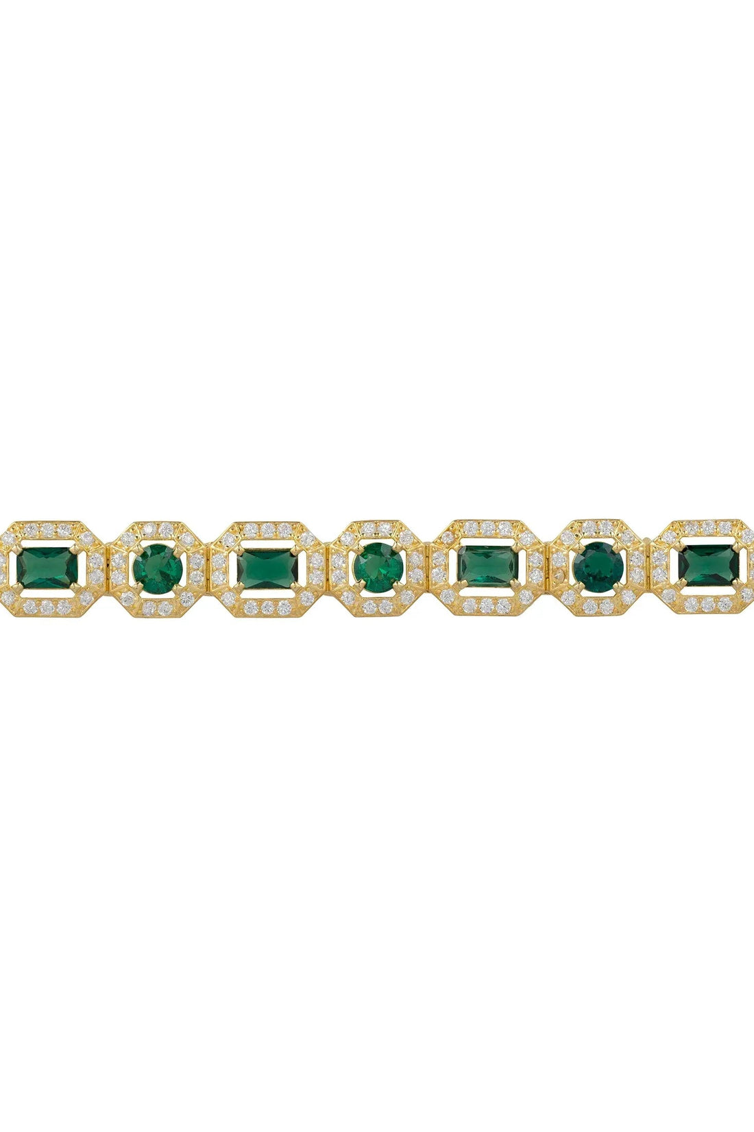 Gold bracelet with emerald gemstone links