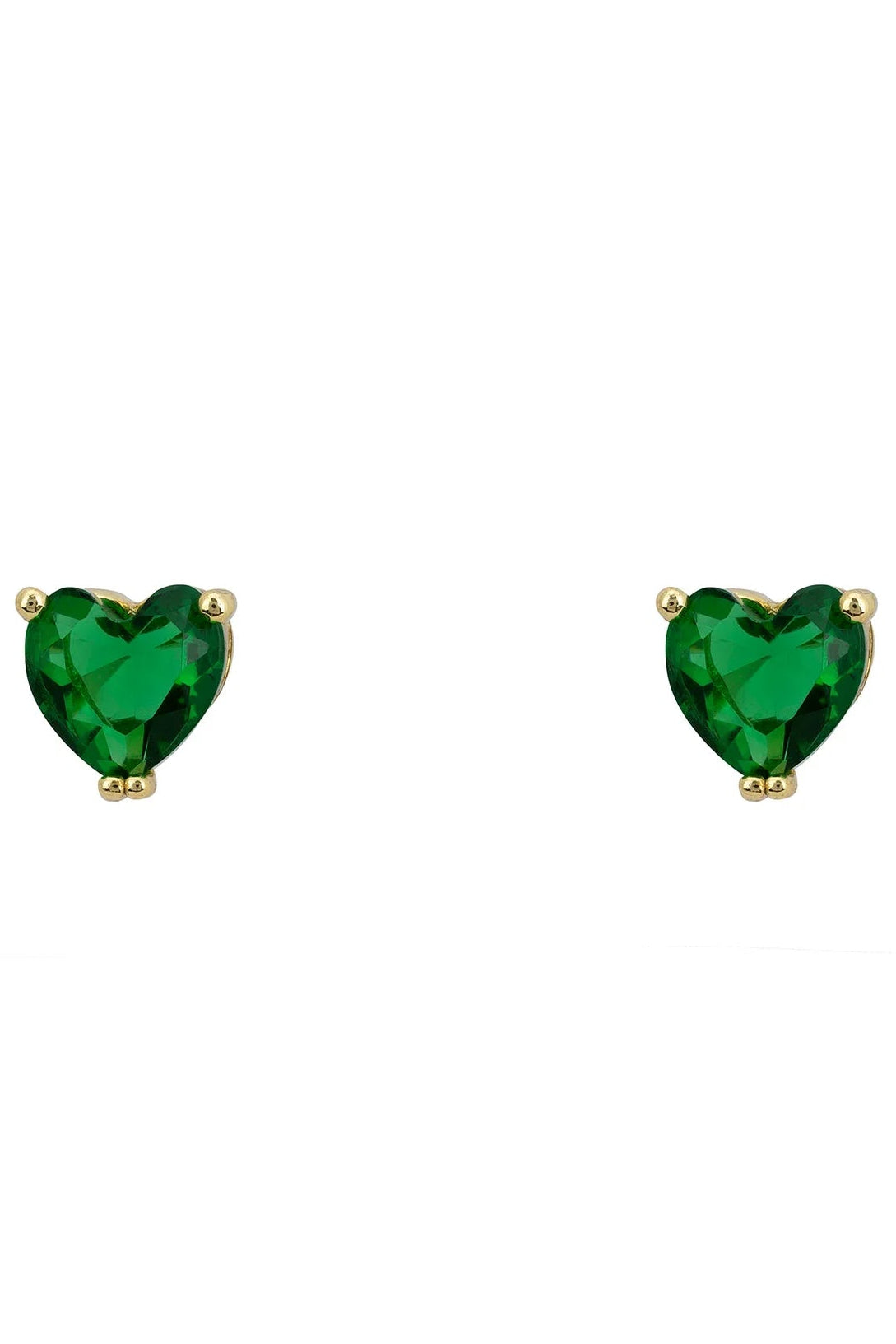 Asscher Cut Heart Stud Earrings Gold Emerald-0