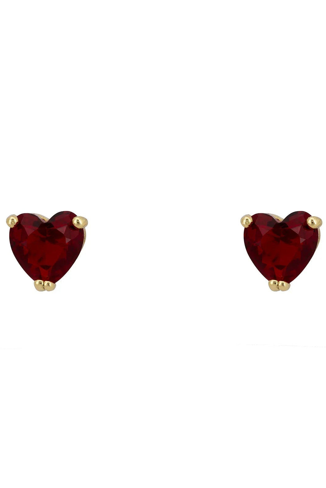 Asscher Cut Heart Stud Earrings Gold Ruby-0