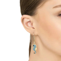 Seahorse Turquoise Drop Earrings Gold-3