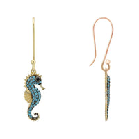 Seahorse Turquoise Drop Earrings Gold-2