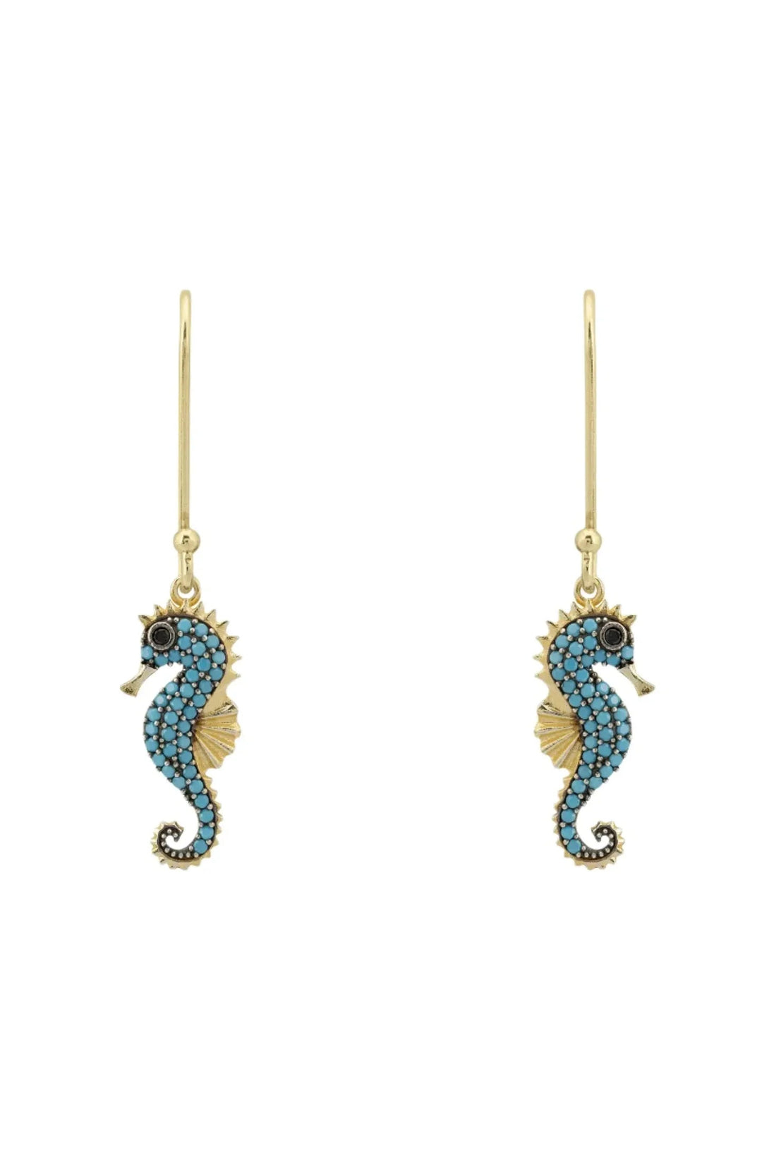 Seahorse Turquoise Drop Earrings Gold-0