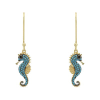 Seahorse Turquoise Drop Earrings Gold-0