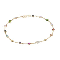 Solid 14K Gold Rainbow Multi Gemstone Bracelet-0