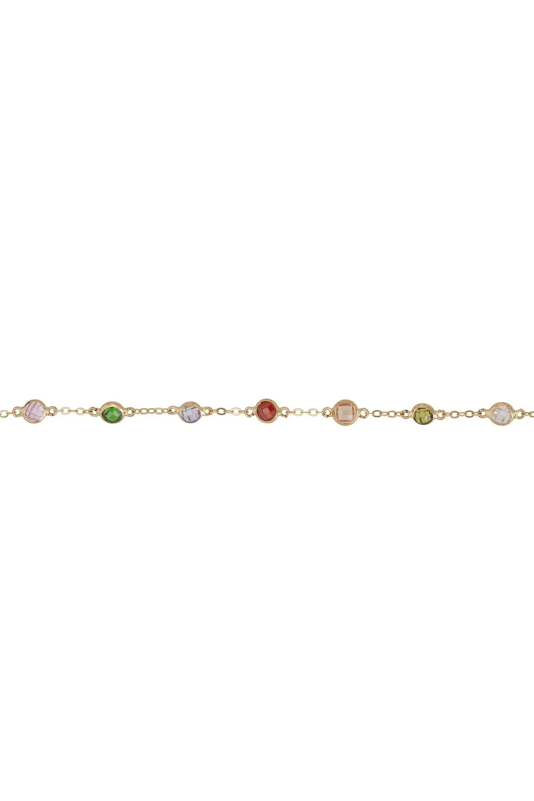 Solid 14K Gold Rainbow Multi Gemstone Bracelet-2