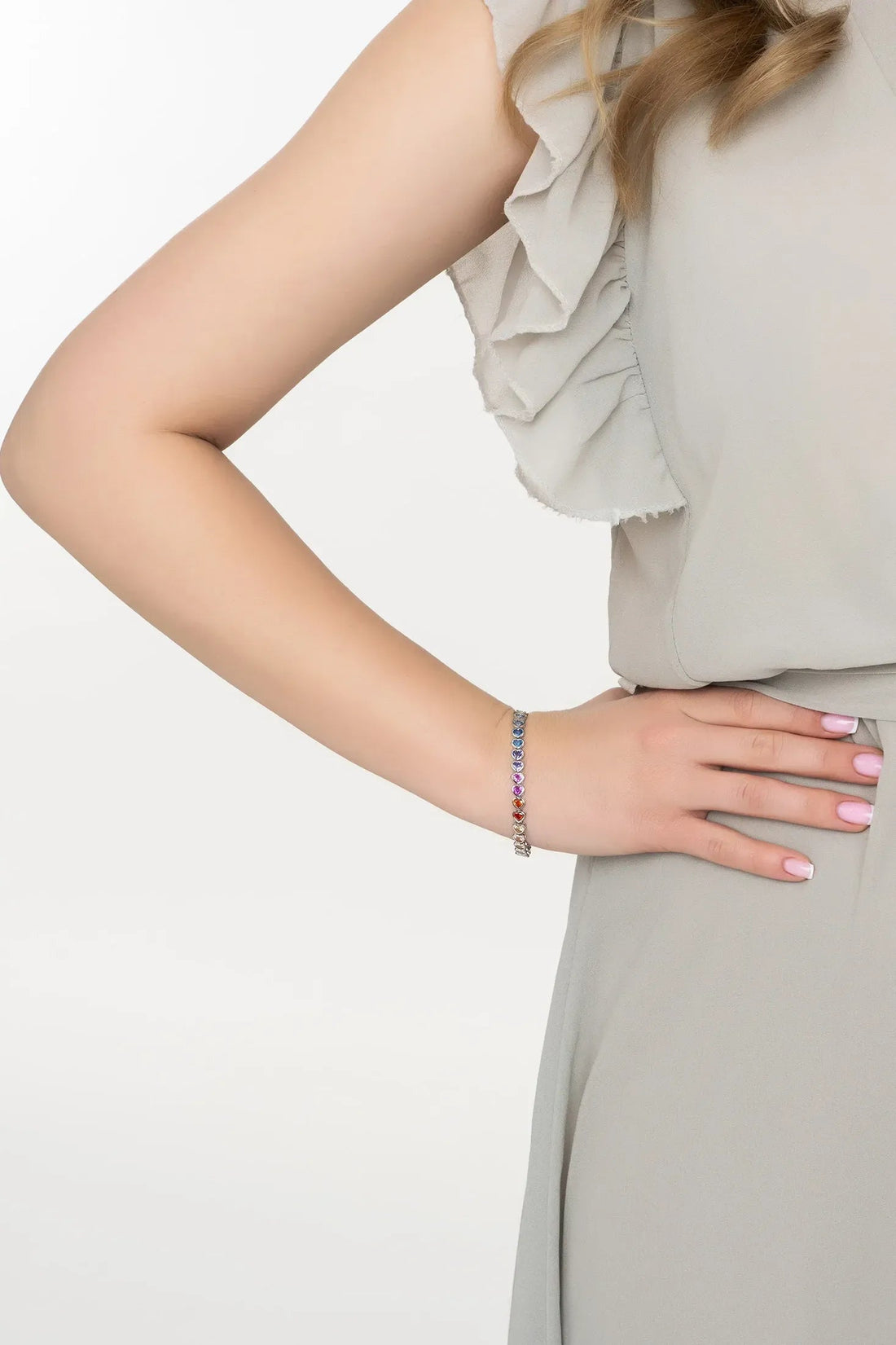 Heart Garland Tennis Bracelet Multicoloured Silver-1