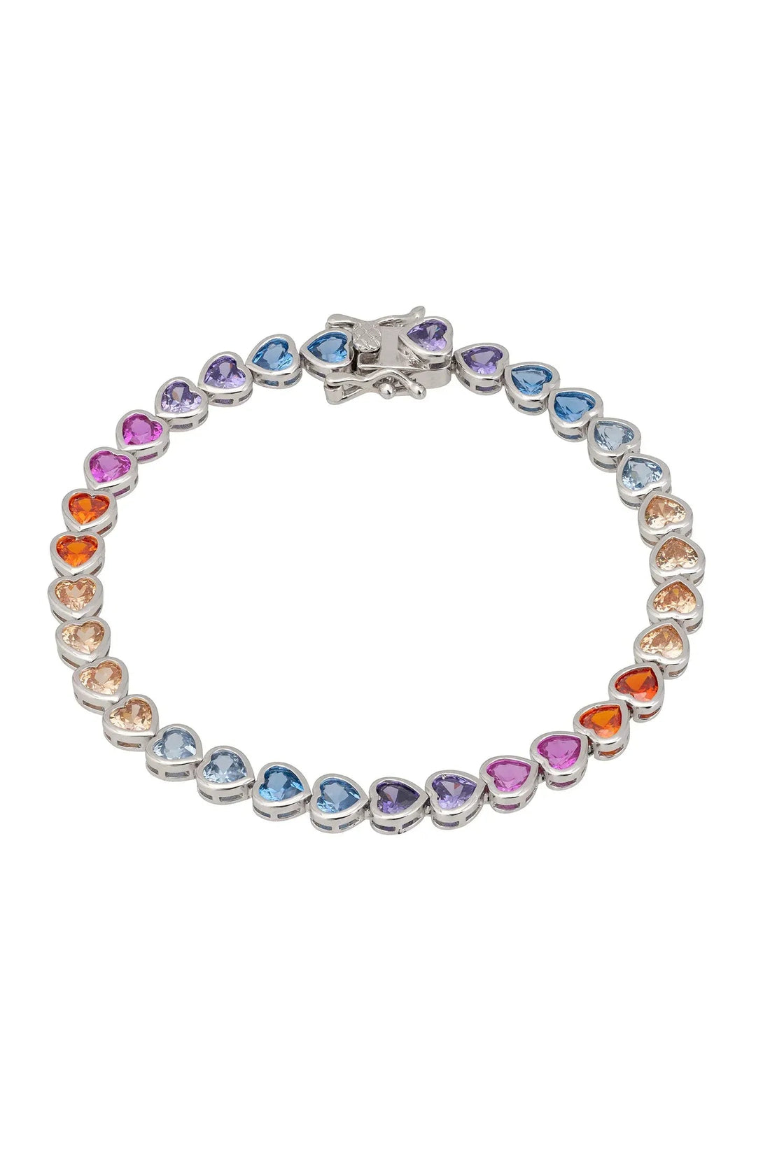 Heart Garland Tennis Bracelet Multicoloured Silver-0
