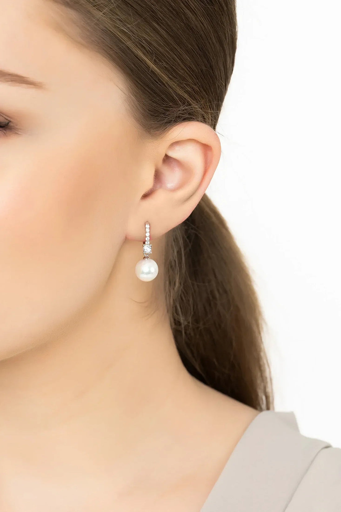 Serenity Pearl Hoop Earrings Silver-1