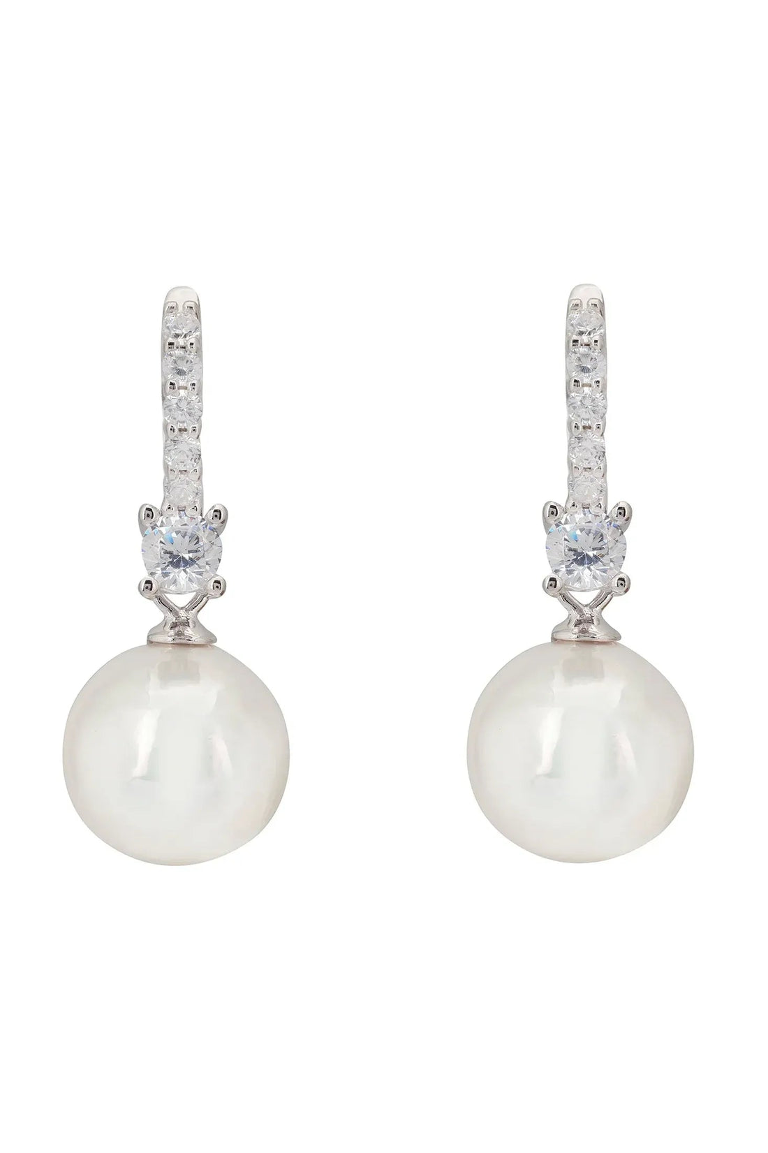 Serenity Pearl Hoop Earrings Silver-0