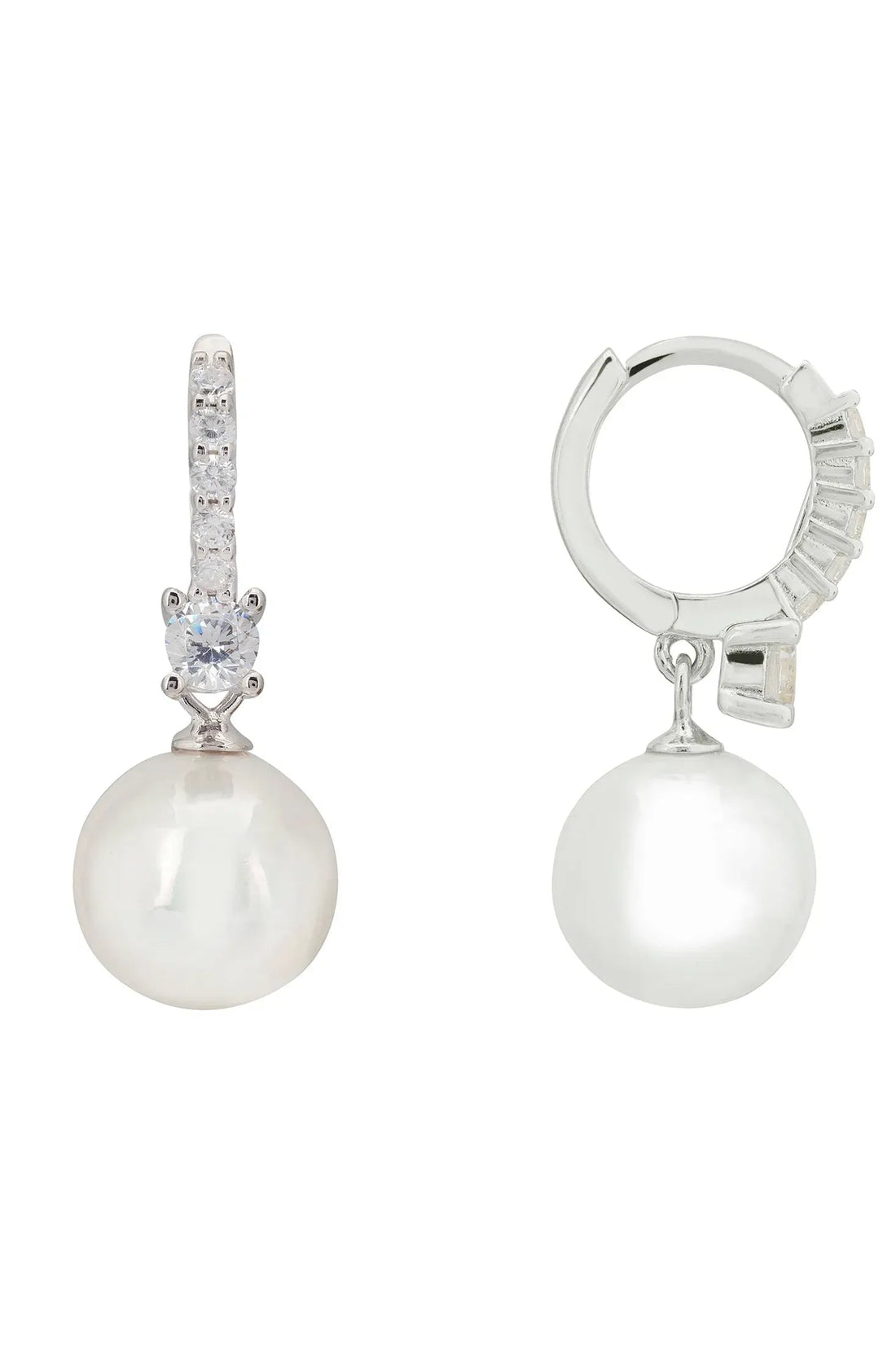 Serenity Pearl Hoop Earrings Silver-2