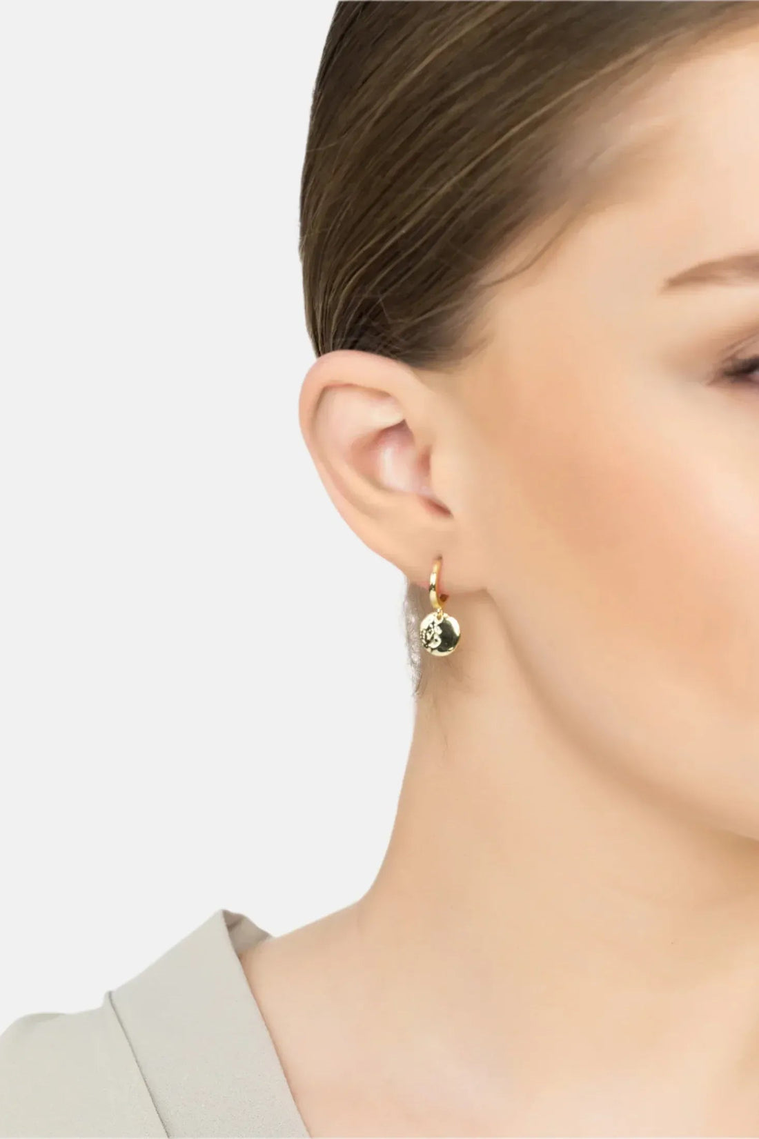 Lunar Moon Huggie Hoop Earrings Gold-1
