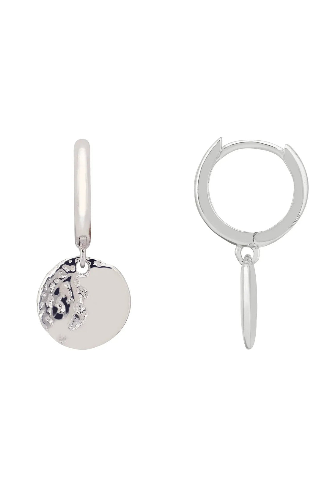 Lunar Moon Huggie Hoop Earrings Silver-2