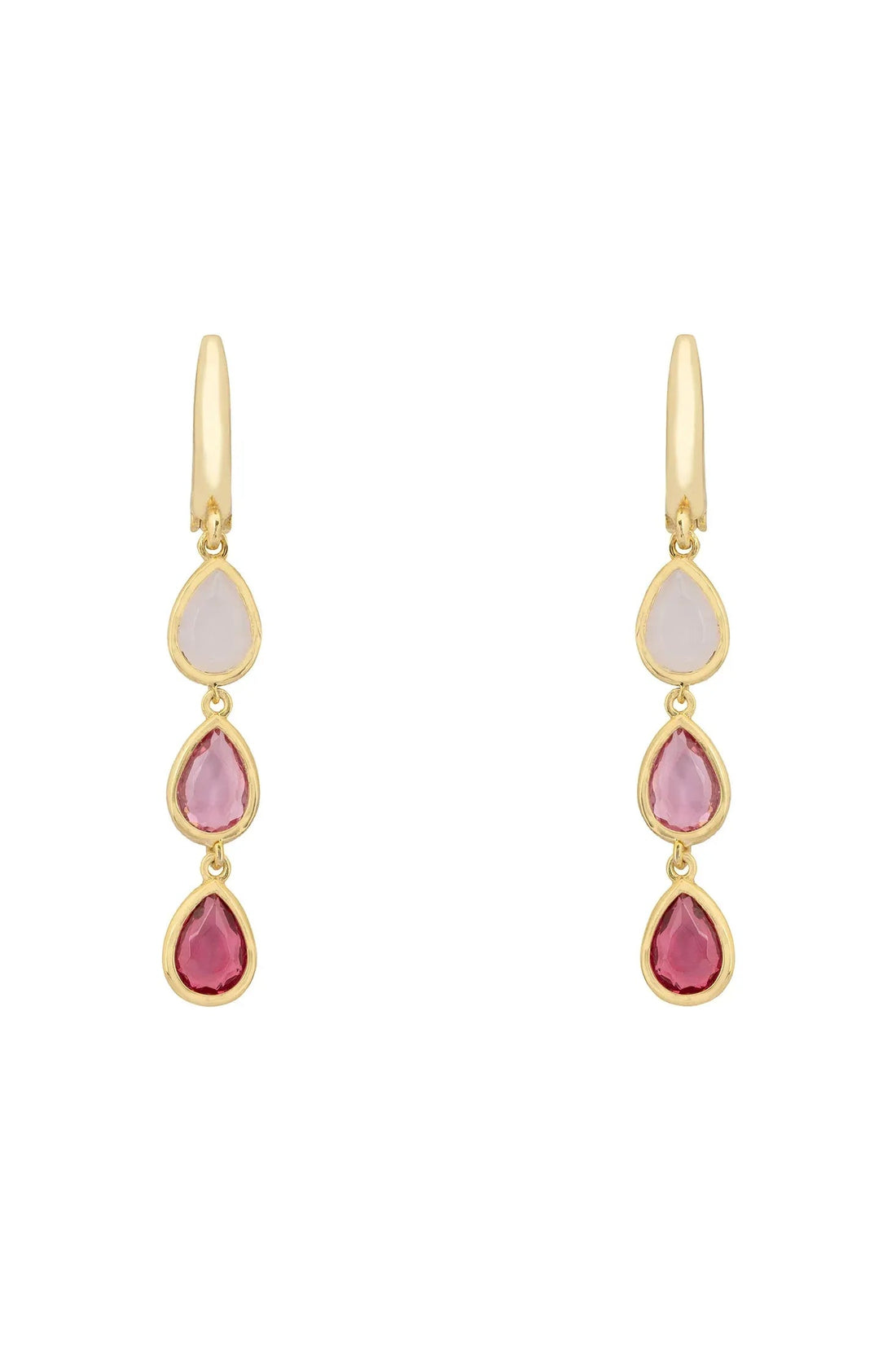 Sardinia Triple Teardrop Earrings Gold The Pinks-0