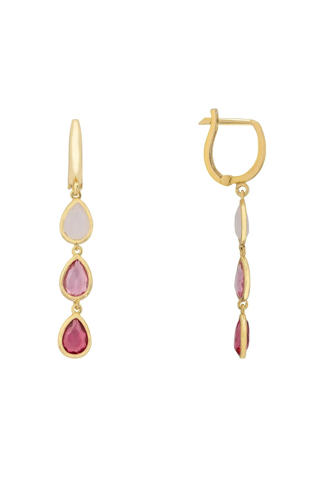 Sardinia Triple Teardrop Earrings Gold The Pinks-2