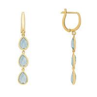 Sardinia Triple Teardrop Earrings Gold Blue Topaz-2