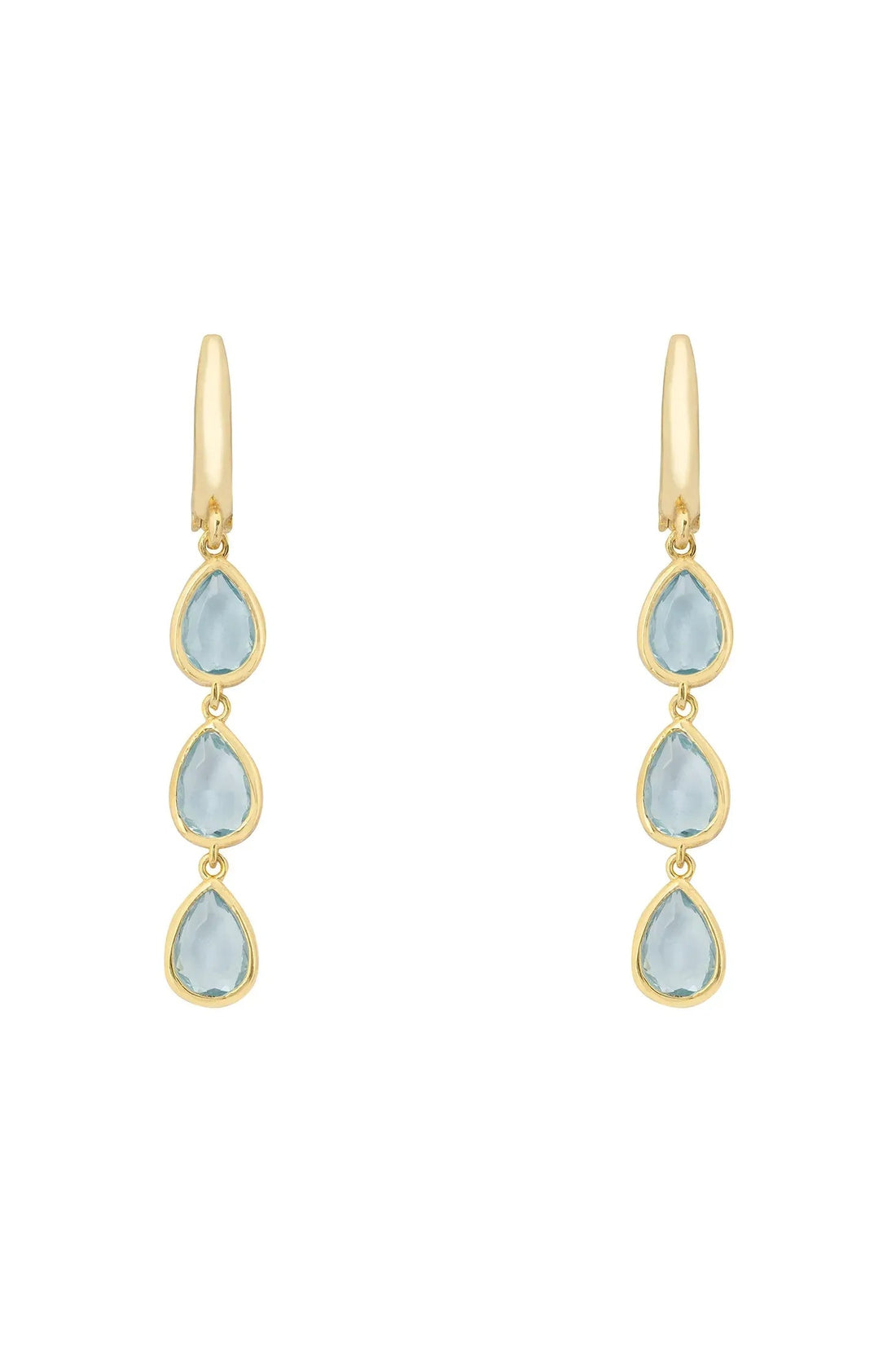 Sardinia Triple Teardrop Earrings Gold Blue Topaz-0