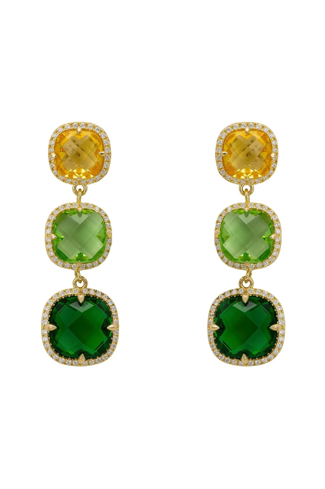 Knightsbridge Earrings Gold Green Citrus-0