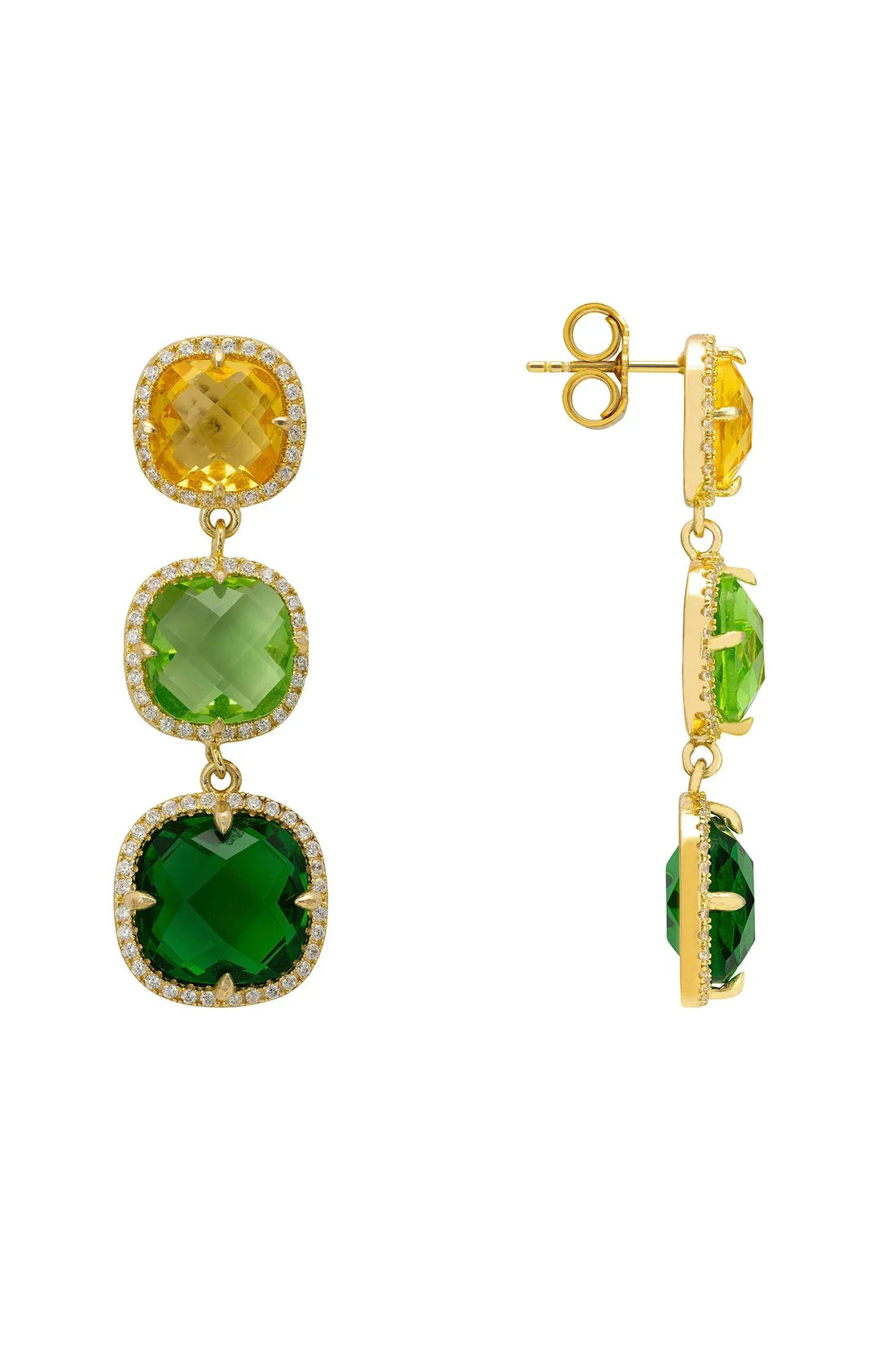 Knightsbridge Earrings Gold Green Citrus-2