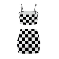 Women's Black and White Gingham Two-Piece Co-ord Set