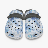 Blue Floral Adult Fluffy Clogs