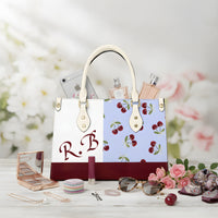 Leather Tote Work Bag | Mini Personalized Blue Handbag