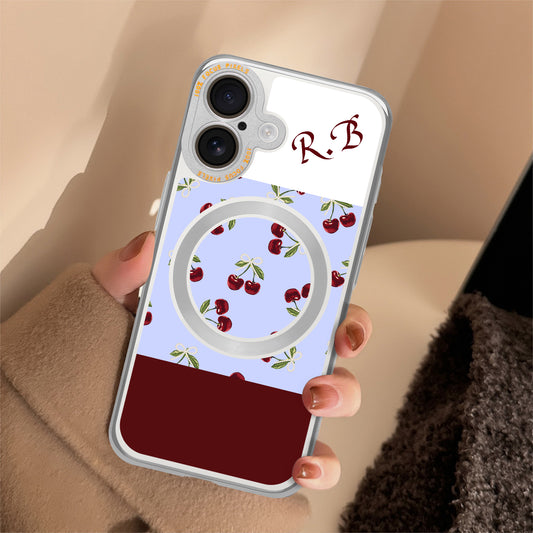 Magnetic Phone 16 Series Cases (Lens Protective) with Fun Cherry Block Design, Custom Phonecase