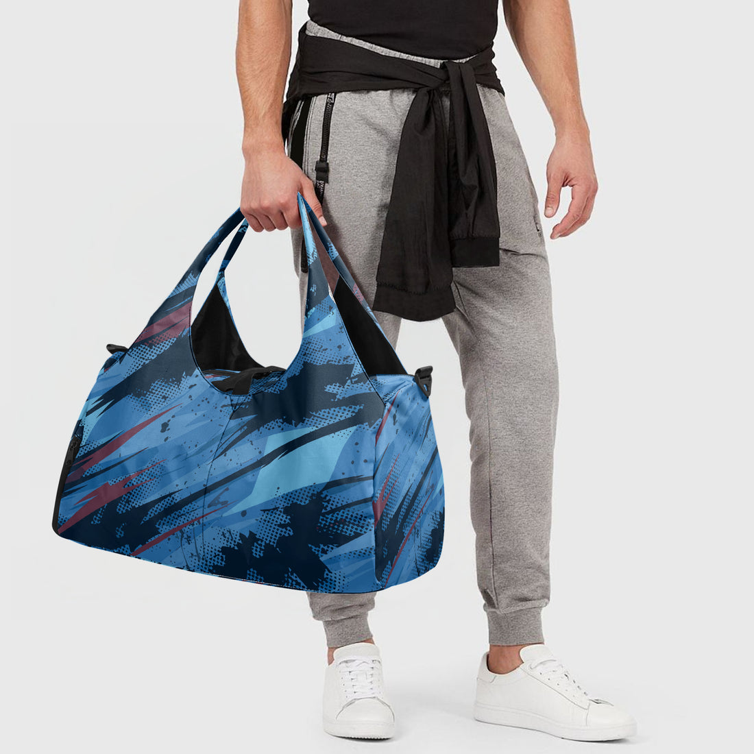 Gym Bag For Men in Blue Abstract Canvas