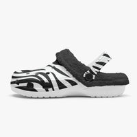 Women's Zebra Print Fluffy Clogs With Fleece Lining Ladies Shoes
