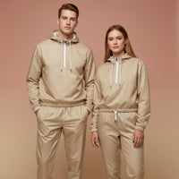 Beige Track Pants | Unisex All-Over Print Streetwear Joggers