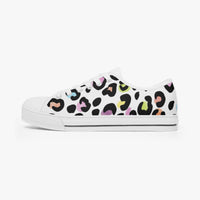 Leopard Print Trainers Womens White Multi Color Canvas Low Top Shoes