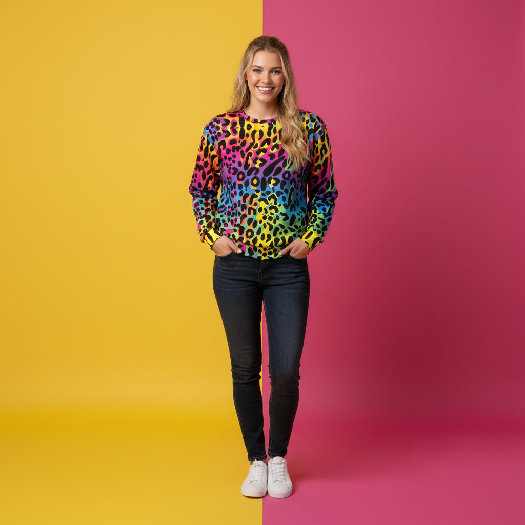 Leopard Print Sweater | Colorful Animal Pattern Unisex Pullover