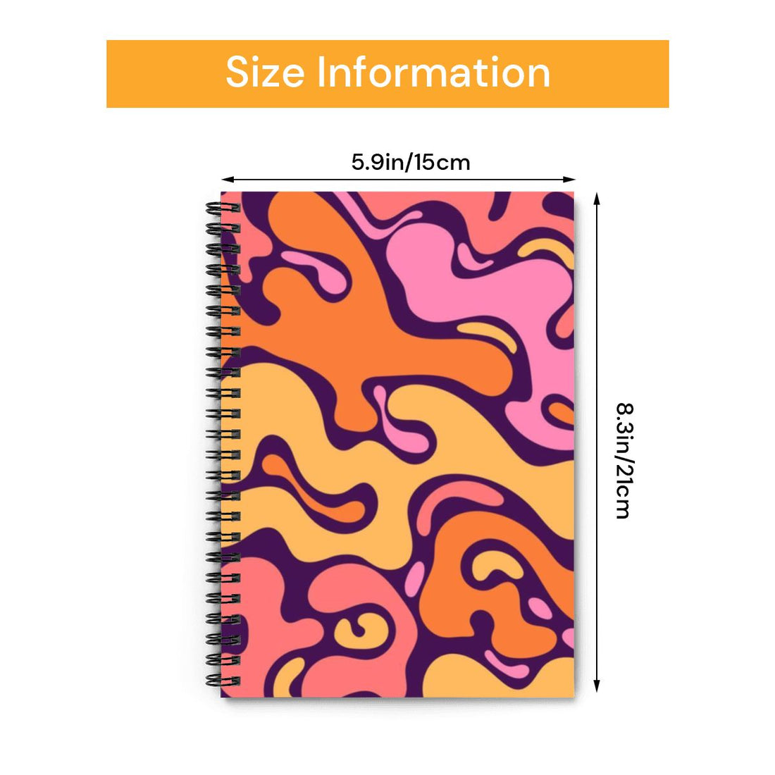 Orange and Pink Funky A5 Spiral Notebook