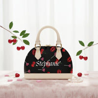 Black Everyday Crossbody Bag | Personalized Red Lips & Cherry Handbag